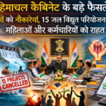 हिमाचल कैबिनेट के बड़े फैसले: युवाओं को नौकरियां, 15 जल विद्युत परियोजनाएं रद्द, महिलाओं और कर्मचारियों को राहत